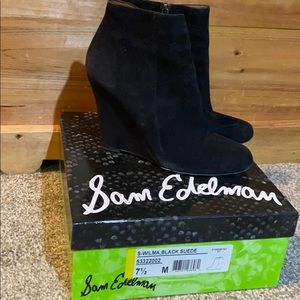 Sam Edelman suede black wedge boots 7 1/2